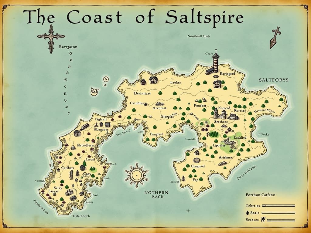 The Coast of Saltspire — fantasy map of Northern Reach
