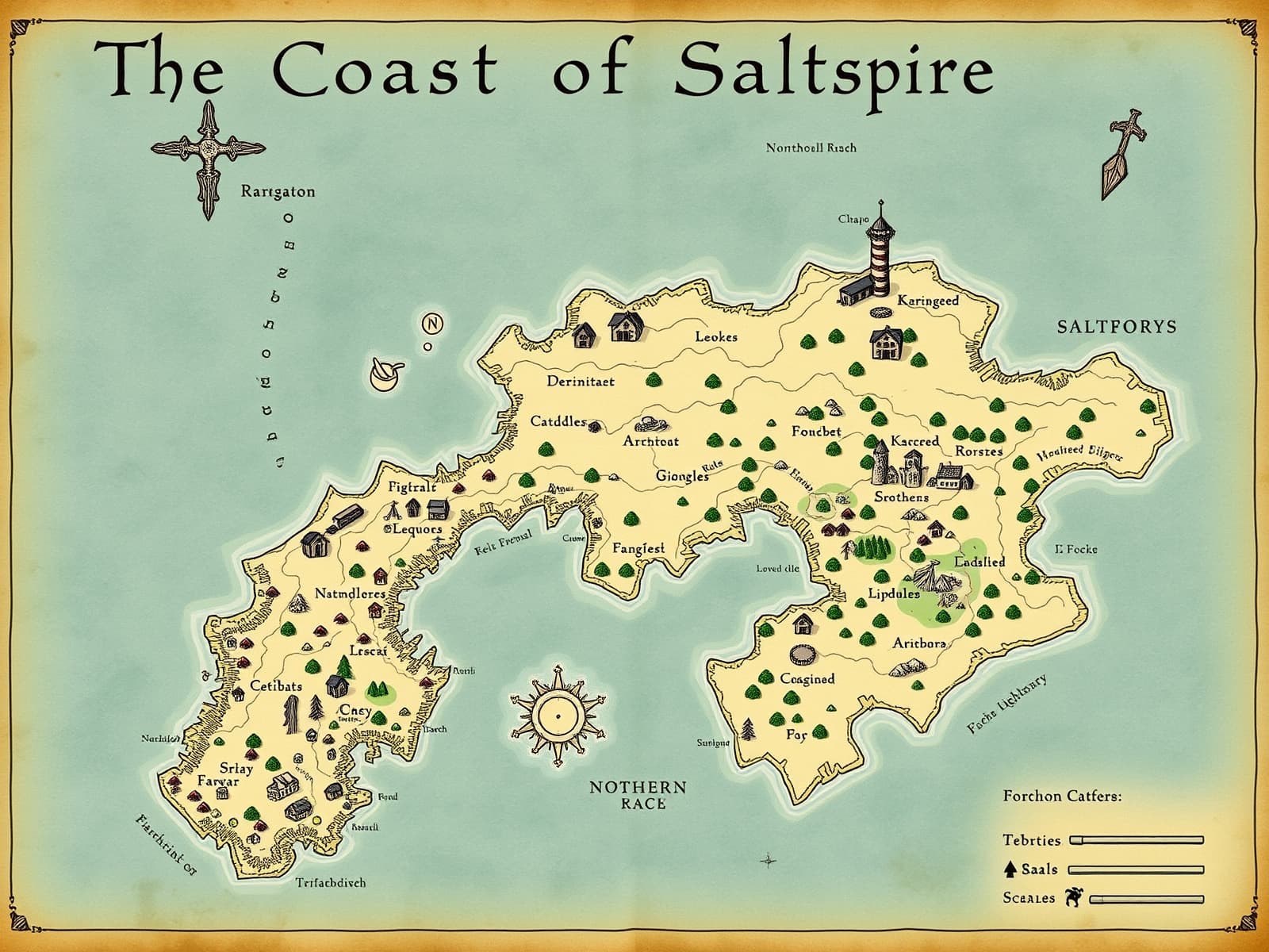 The Coast of Saltspire — fantasy map of Northern Reach
