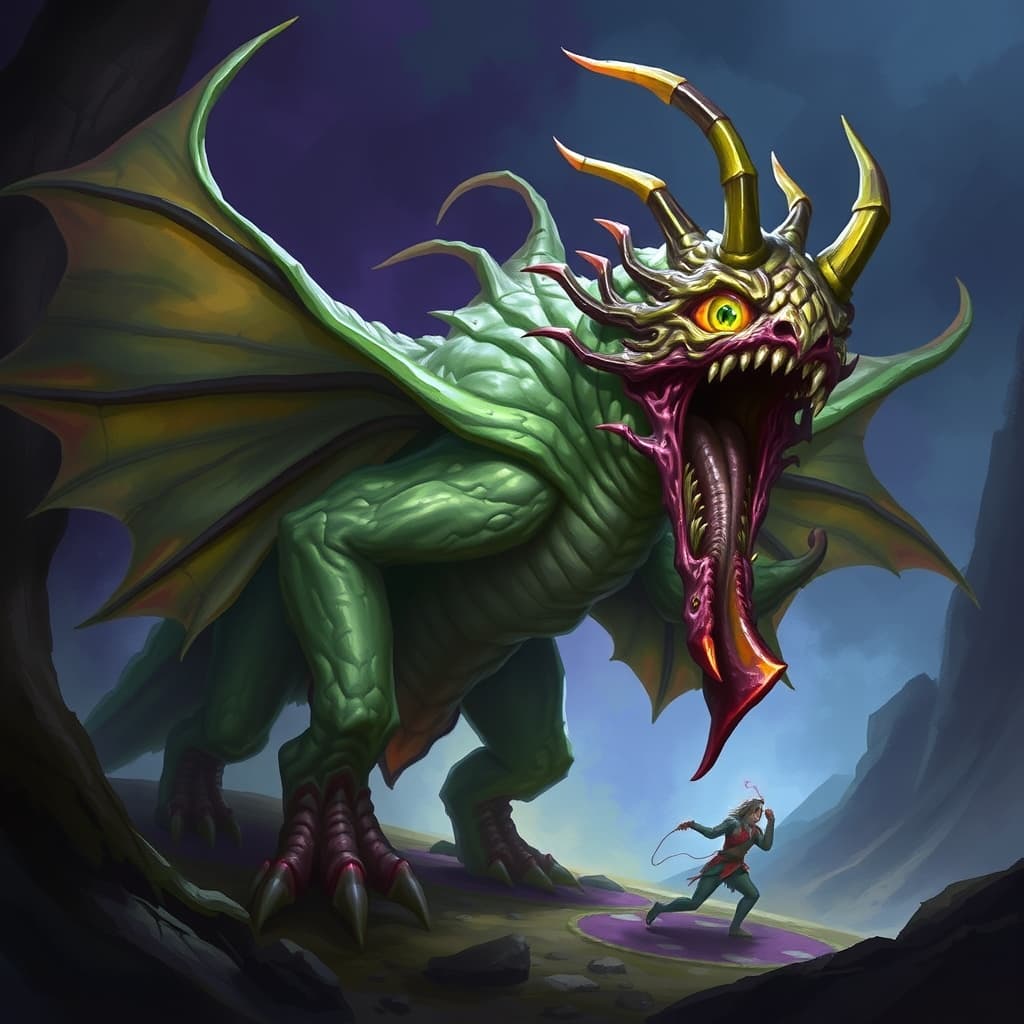 Ravenala — fantasy monster illustration. Ravenala is a large plant (Challenge Rating 5).