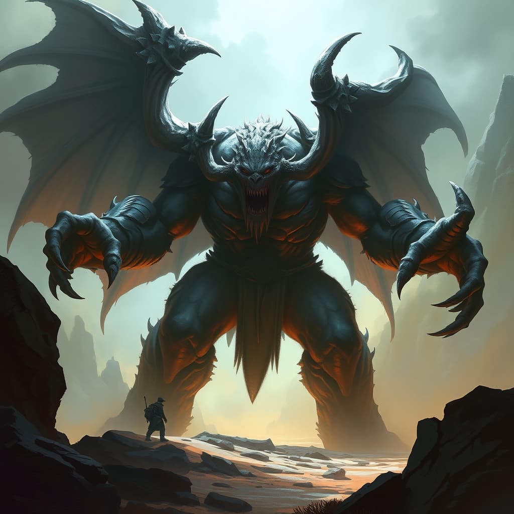 Shadow Giant — fantasy monster illustration. Shadow Giant is a huge giant (Challenge Rating 15).