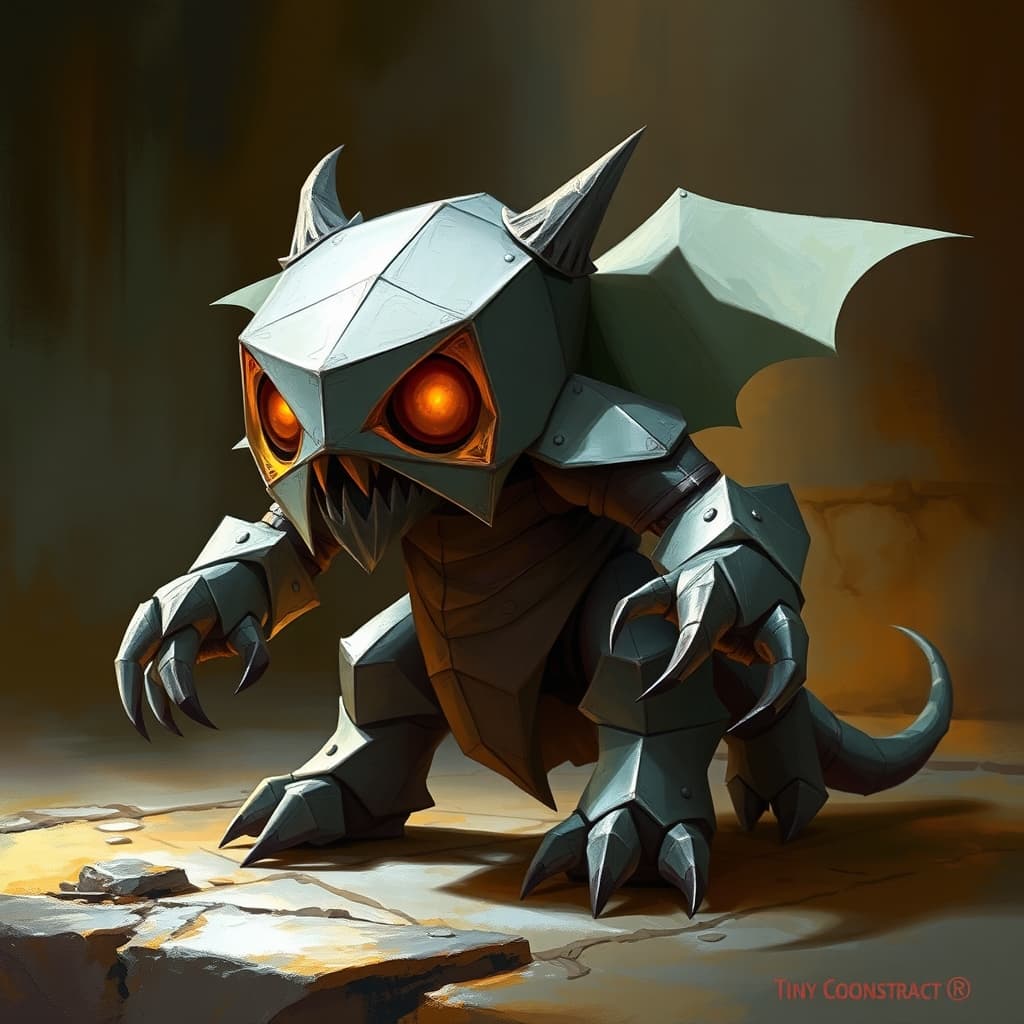Paper Golem — fantasy monster illustration. Paper Golem is a tiny construct (Challenge Rating 1/4).