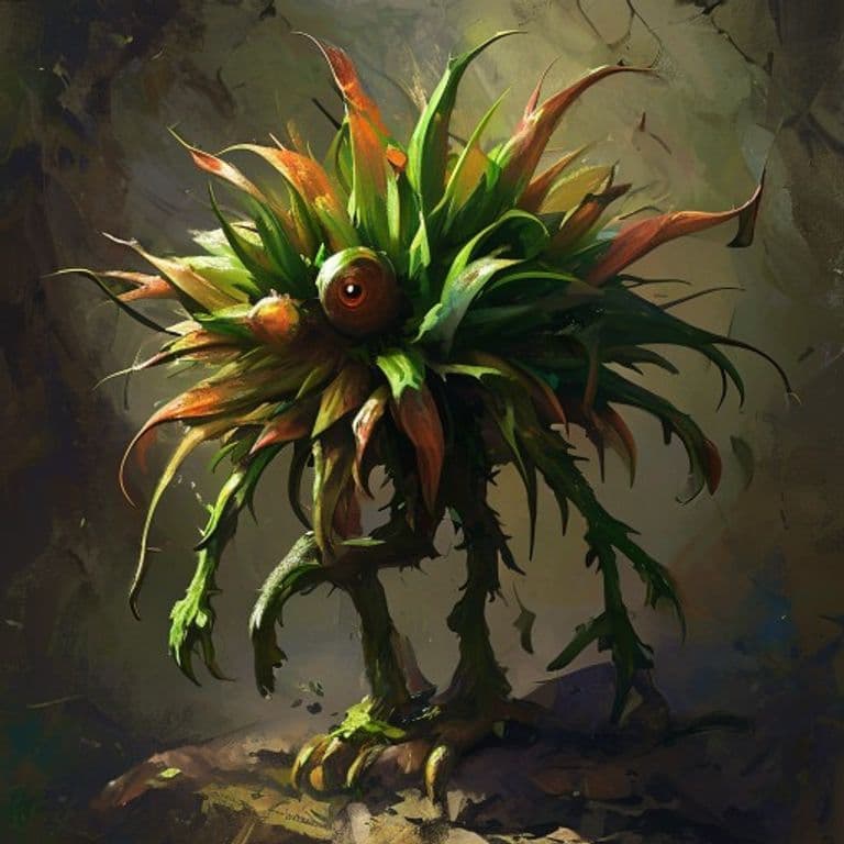Alliumite, Rapscallion — fantasy monster illustration. Alliumite, Rapscallion is a small plant (Challenge Rating 2).