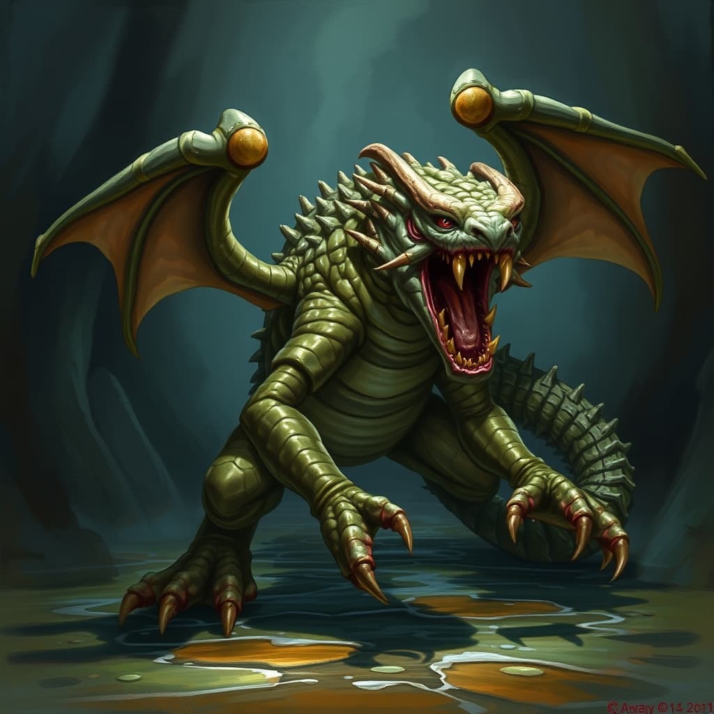 Swamp Adder — fantasy monster illustration. Swamp Adder is a small beast (Challenge Rating 1/4).
