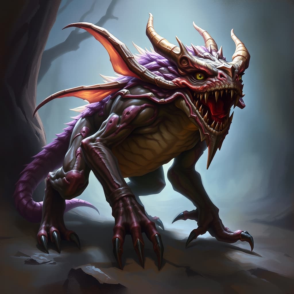 Flinderbeast — fantasy monster illustration. Flinderbeast is a small fey (Challenge Rating 1).