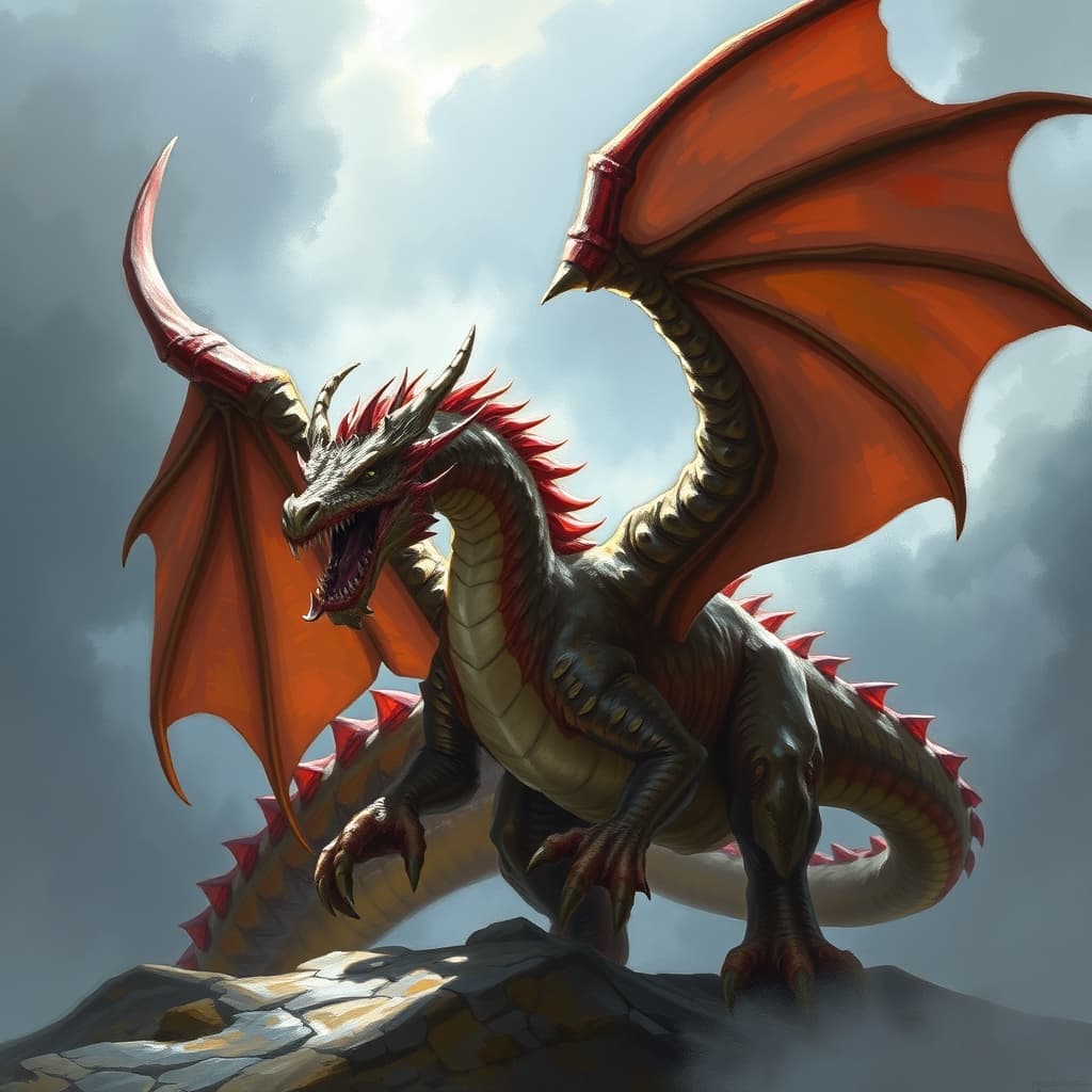 Adult Wind Dragon — fantasy monster illustration. Adult Wind Dragon is a huge dragon (Challenge Rating 16).