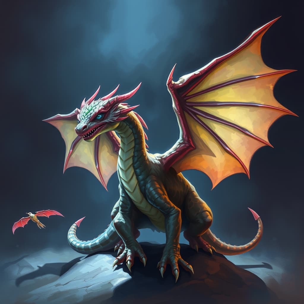 Faerie Dragon Familiar — fantasy monster illustration. Faerie Dragon Familiar is a tiny dragon (Challenge Rating 1).