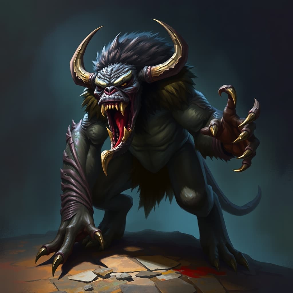 Ape — fantasy monster illustration. Ape is a medium beast (Challenge Rating 1/2).