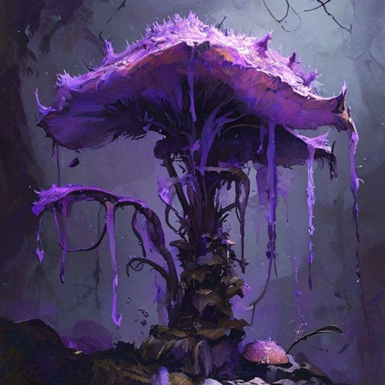 Violet Fungus — fantasy monster illustration. Violet Fungus is a medium plant (Challenge Rating 1/4).