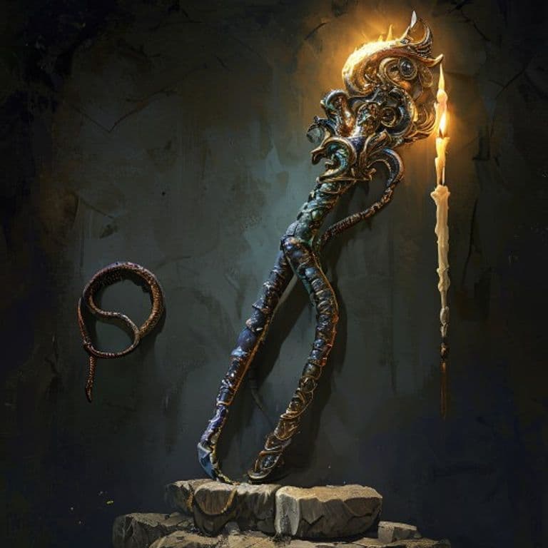 Staff of the Cephalopod — fantasy item illustration. Staff of the Cephalopod is a magic item (staff) of very rare rarity.