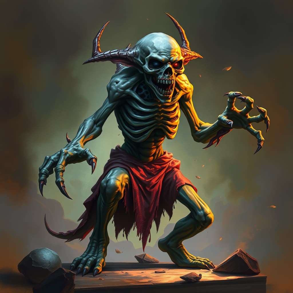 Zombie — fantasy monster illustration. Zombie is a medium undead (Challenge Rating 1/4).