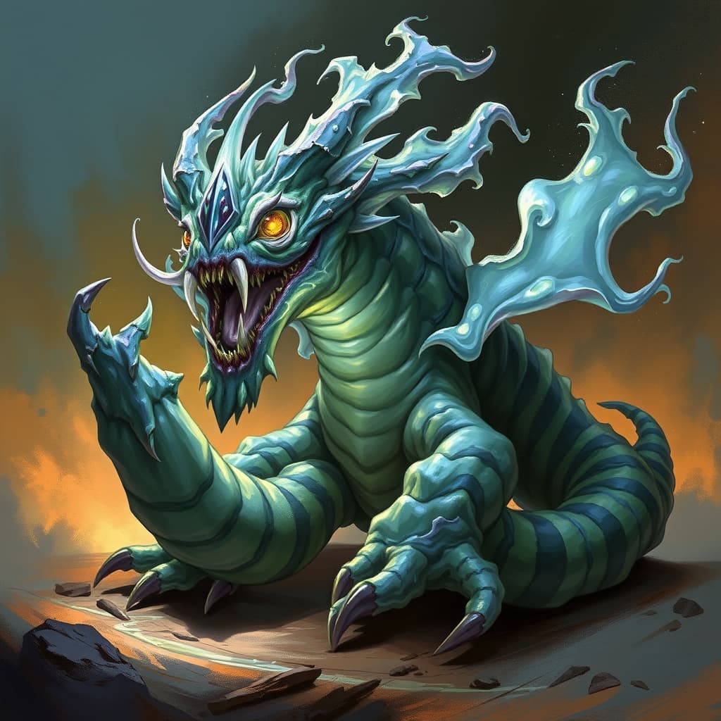 Rime Worm Grub — fantasy monster illustration. Rime Worm Grub is a medium elemental (Challenge Rating 1).