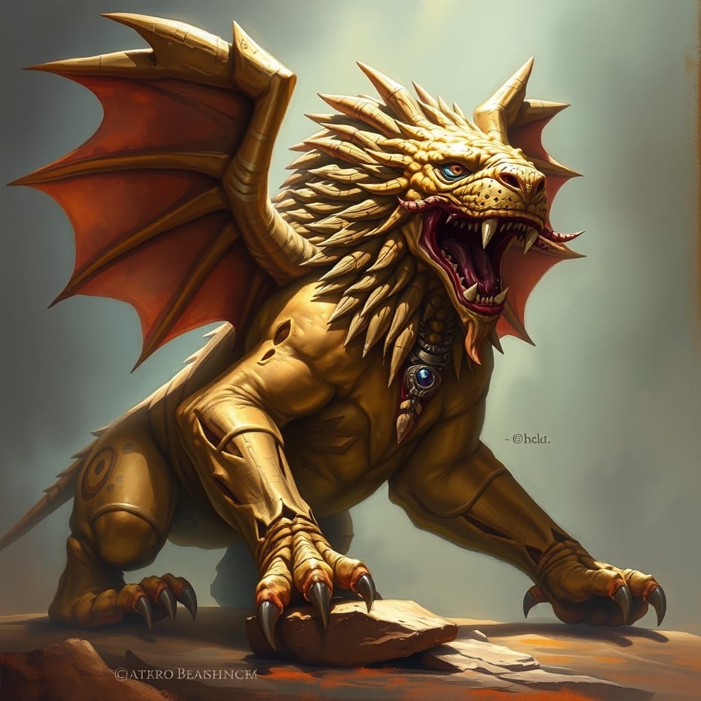 Greater Sphinx — fantasy monster illustration. Greater Sphinx is a huge monstrosity (Challenge Rating 17).