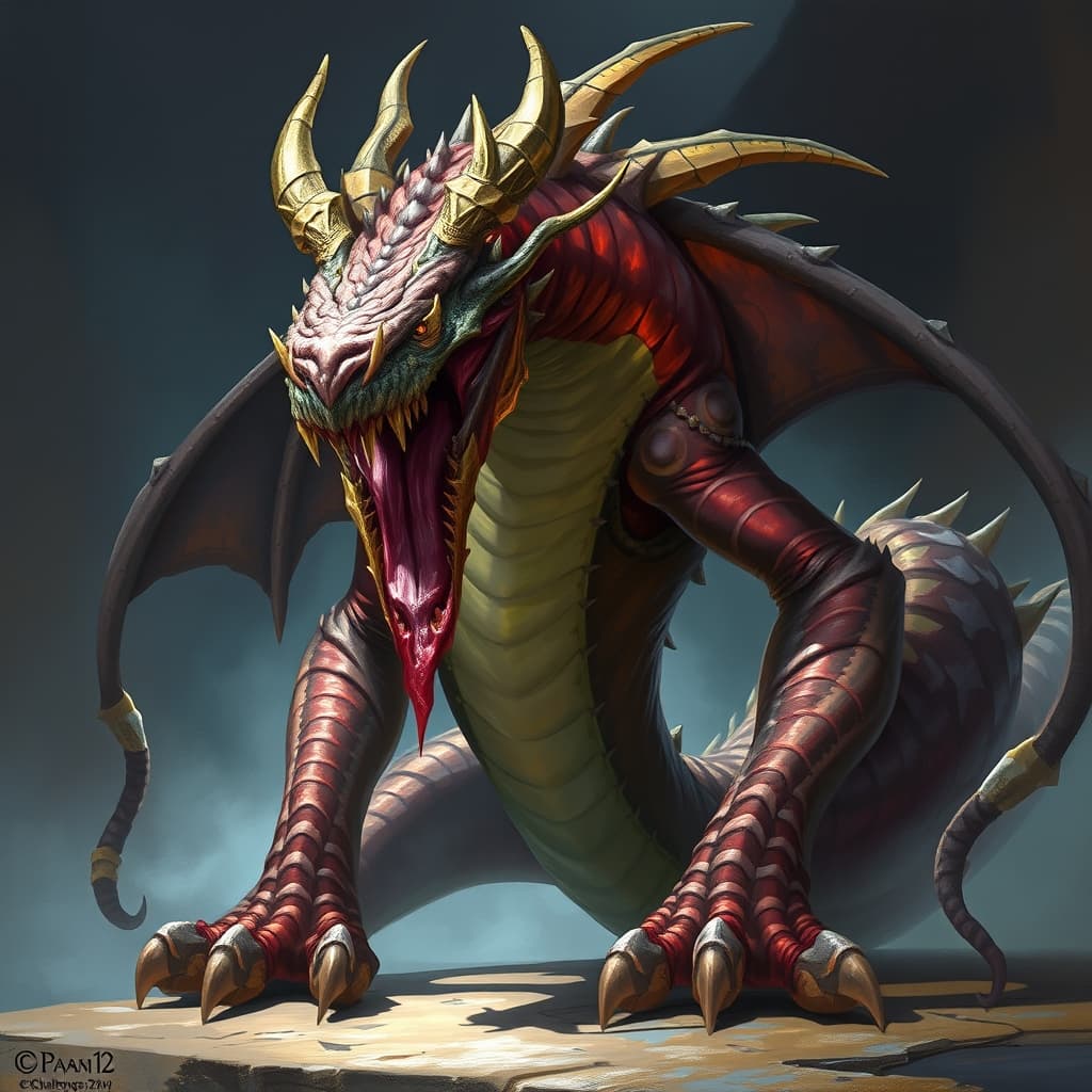 Guardian Naga — fantasy monster illustration. Guardian Naga is a large monstrosity (Challenge Rating 10).
