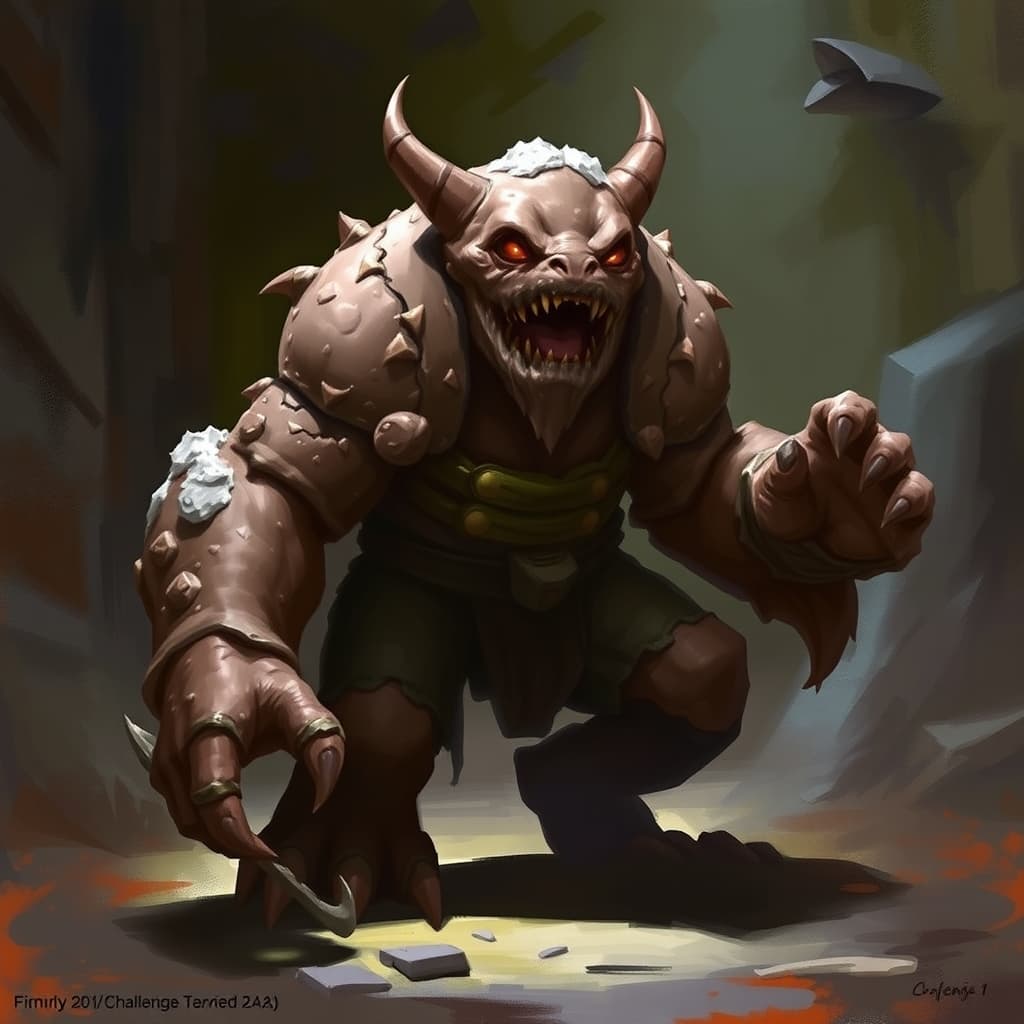 Mud Golem — fantasy monster illustration. Mud Golem is a small construct (Challenge Rating 1).