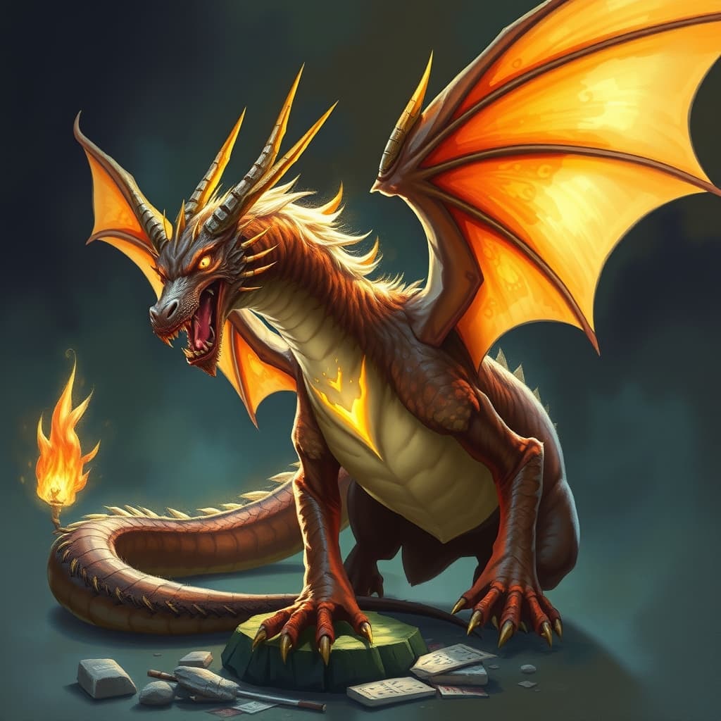 Young Light Dragon — fantasy monster illustration. Young Light Dragon is a large dragon (Challenge Rating 7).