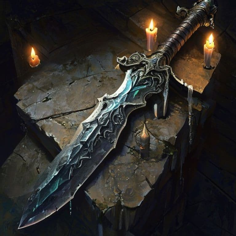 Slimeblade — fantasy item illustration. Slimeblade is a magic item (weapon) of rare rarity.