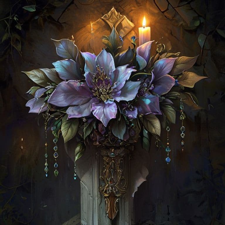 Gloomflower Corsage — fantasy item illustration
