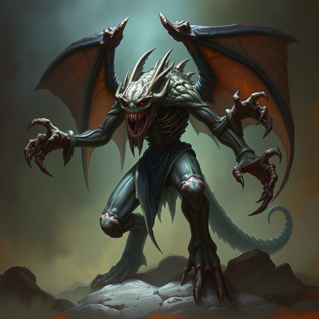 Nihilethic Dominator — fantasy monster illustration. Nihilethic Dominator is a large undead (Challenge Rating 5).