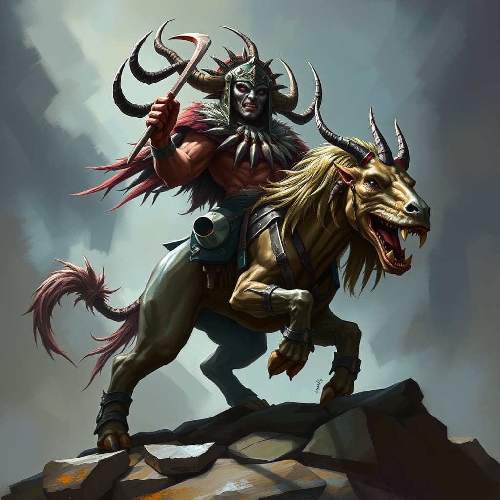 Centaur Chieftain — fantasy monster illustration. Centaur Chieftain is a large monstrosity (Challenge Rating 5).