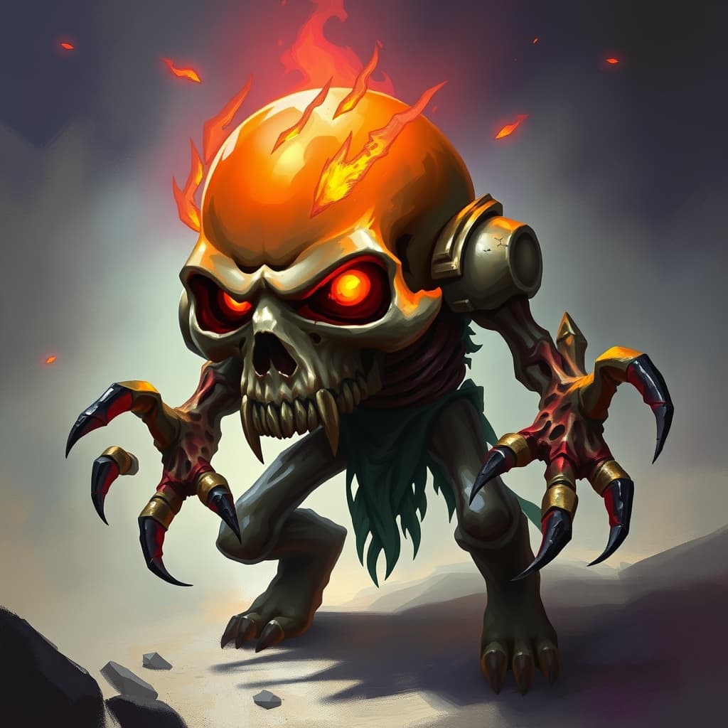 Skull Lantern — fantasy monster illustration. Skull Lantern is a tiny undead (Challenge Rating 1/4).