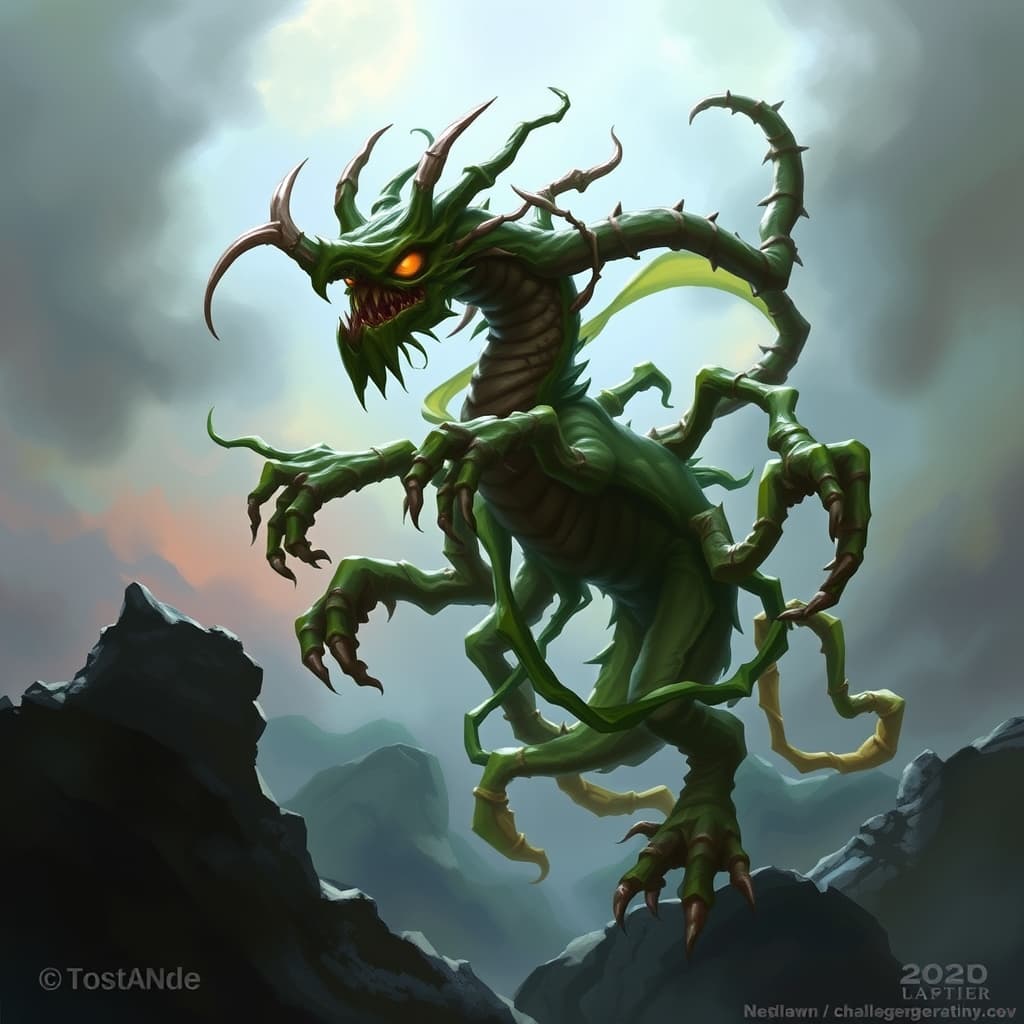Vine Lord's Tendril Puppet — fantasy monster illustration. Vine Lord's Tendril Puppet is a medium plant (Challenge Rating 2).