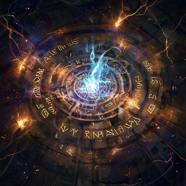 Mind Maze — fantasy spell effect illustration. Mind Maze is a 6th-level evocation available to Bard, Cleric, Wizard.