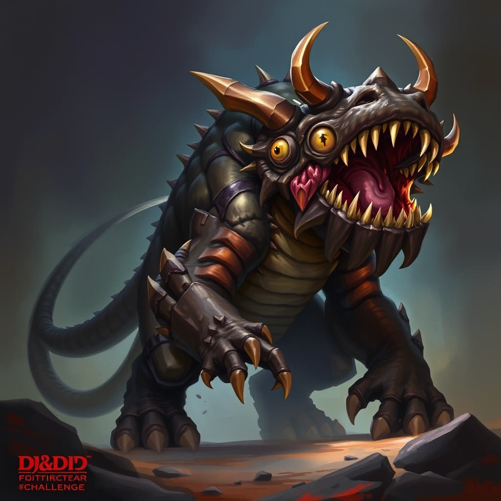 Ophidiotaur — fantasy monster illustration. Ophidiotaur is a large monstrosity (Challenge Rating 5).
