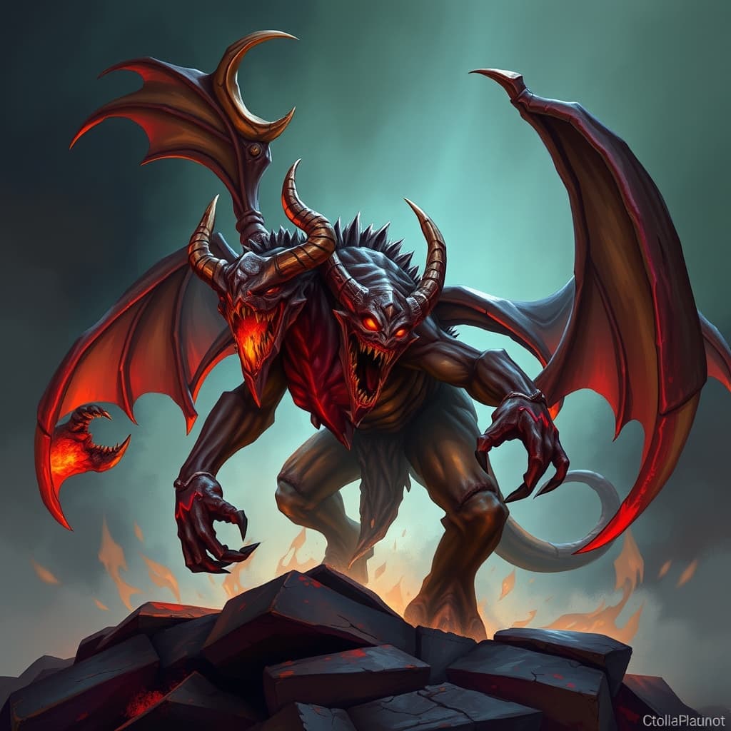 Horde Demon Band — fantasy monster illustration. Horde Demon Band is a large fiend (Challenge Rating 13).