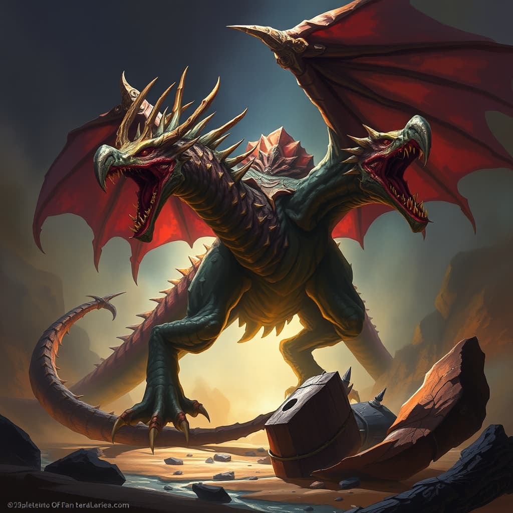 Chaos Raptor — fantasy monster illustration. Chaos Raptor is a gargantuan monstrosity (Challenge Rating 13).