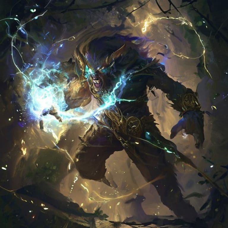 Dominate Beast — fantasy spell effect illustration. Dominate Beast is a 4th-level enchantment available to Druid, Sorcerer.