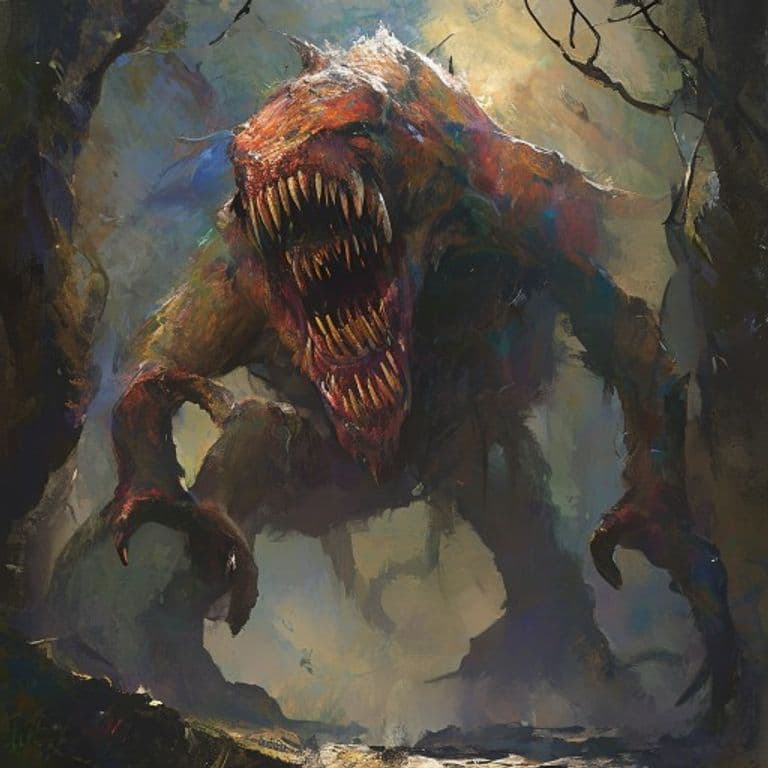 Bukavac — fantasy monster illustration. Bukavac is a large monstrosity (Challenge Rating 9).