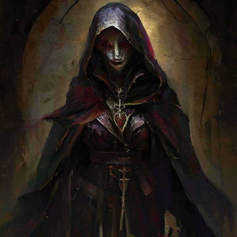 Vampire Priestess — fantasy monster illustration. Vampire Priestess is a medium undead (Challenge Rating 8).