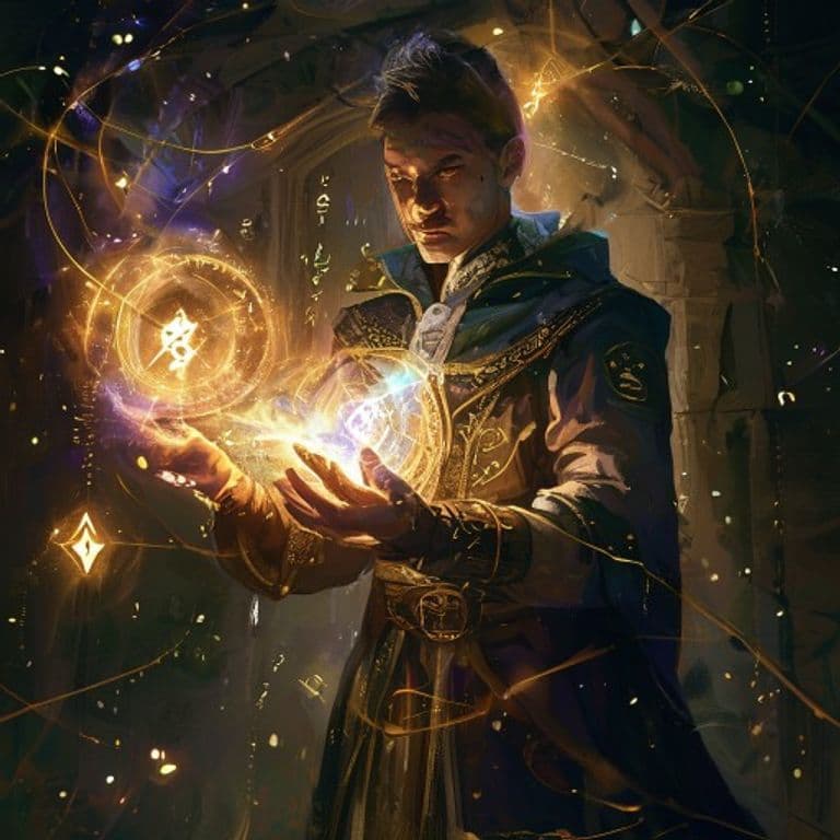 Commune — fantasy spell effect illustration. Commune is a 5th-level divination available to Cleric, Warlock.
