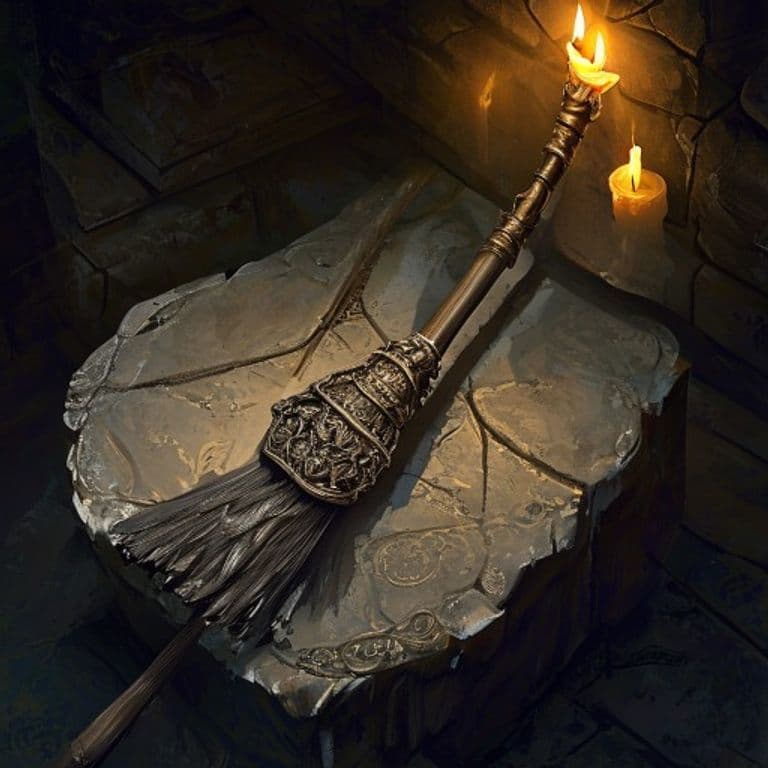 Broom of Sweeping — fantasy item illustration