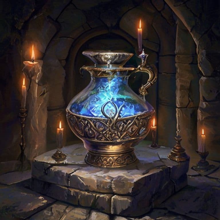 Decanter of Endless Water — fantasy item illustration. Decanter of Endless Water is a magic item (wondrous item) of uncommon rarity.