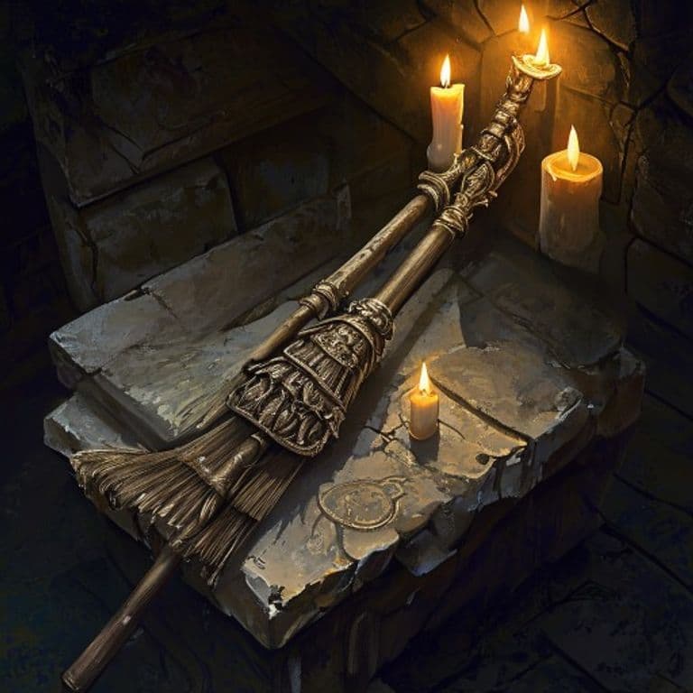 Broom of Flying — fantasy item illustration. Broom of Flying is a magic item (wondrous item) of uncommon rarity.