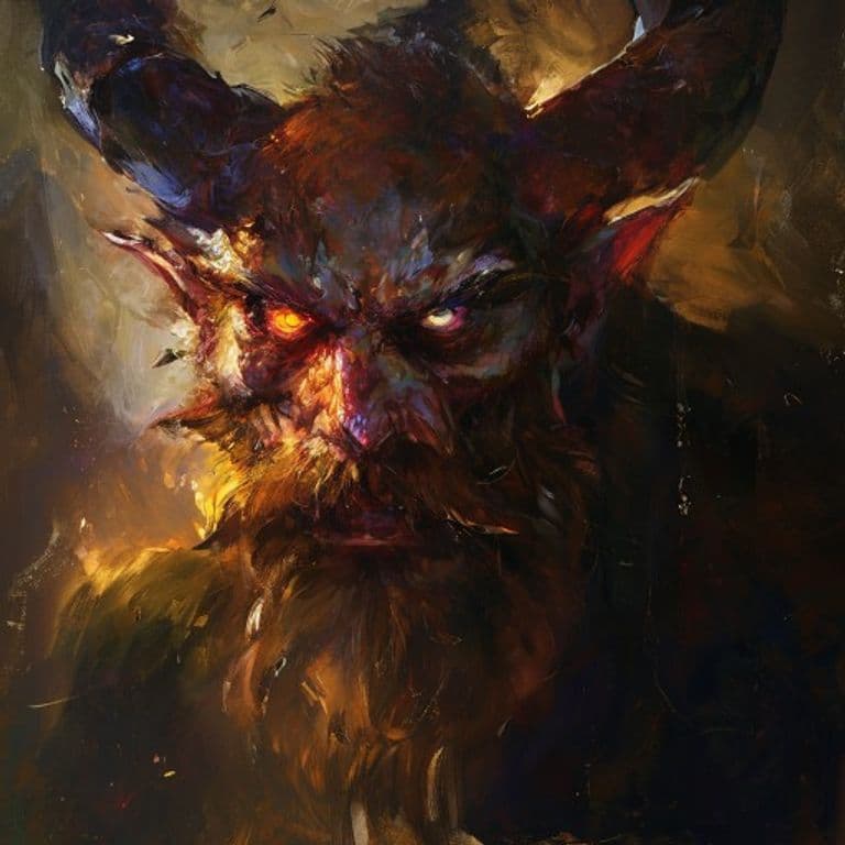 Bearded Devil — fantasy monster illustration. Bearded Devil is a medium fiend (Challenge Rating 3).