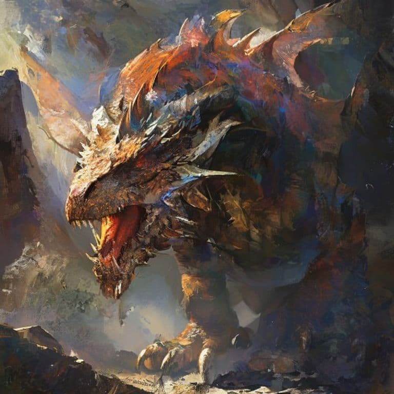 Adult Wasteland Dragon — fantasy monster illustration. Adult Wasteland Dragon is a huge dragon (Challenge Rating 17).