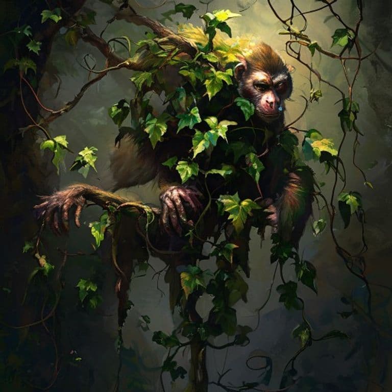 Monkey'S Bane Vine — fantasy monster illustration. Monkey'S Bane Vine is a large plant (Challenge Rating 4).