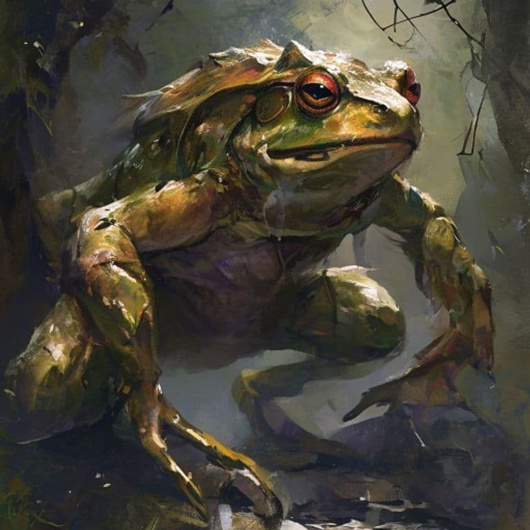 Frog, Giant — fantasy monster illustration. Frog, Giant is a medium beast (Challenge Rating 1/4).