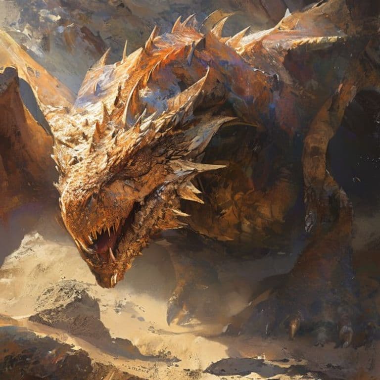 Dragon, Sand Adult — fantasy monster illustration. Dragon, Sand Adult is a huge dragon (Challenge Rating 18).