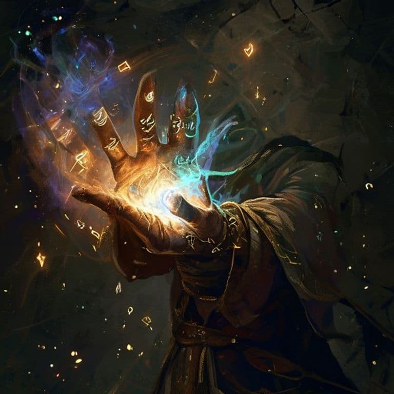 Mage Hand — fantasy spell effect illustration. Mage Hand is a Cantrip conjuration available to Artificer, Sorcerer, Warlock, Wizard.