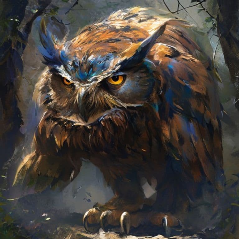 Giant Owl — fantasy monster illustration. Giant Owl is a large beast (Challenge Rating 1/4).