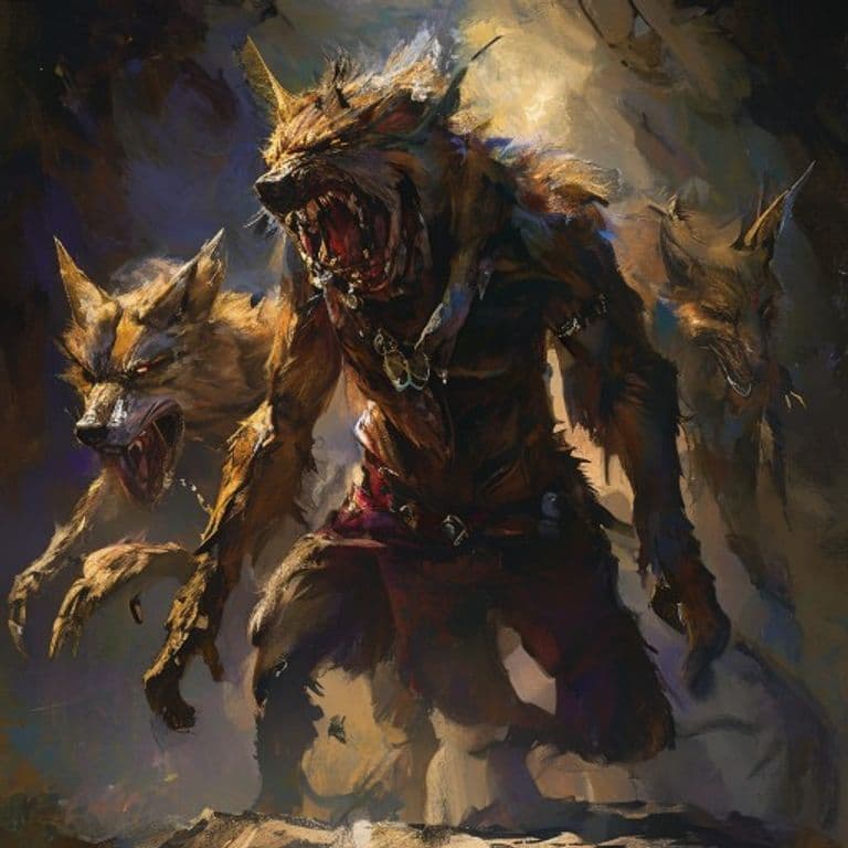 Jackalwere Pack Leader — fantasy monster illustration. Jackalwere Pack Leader is a medium fiend (Challenge Rating 2).