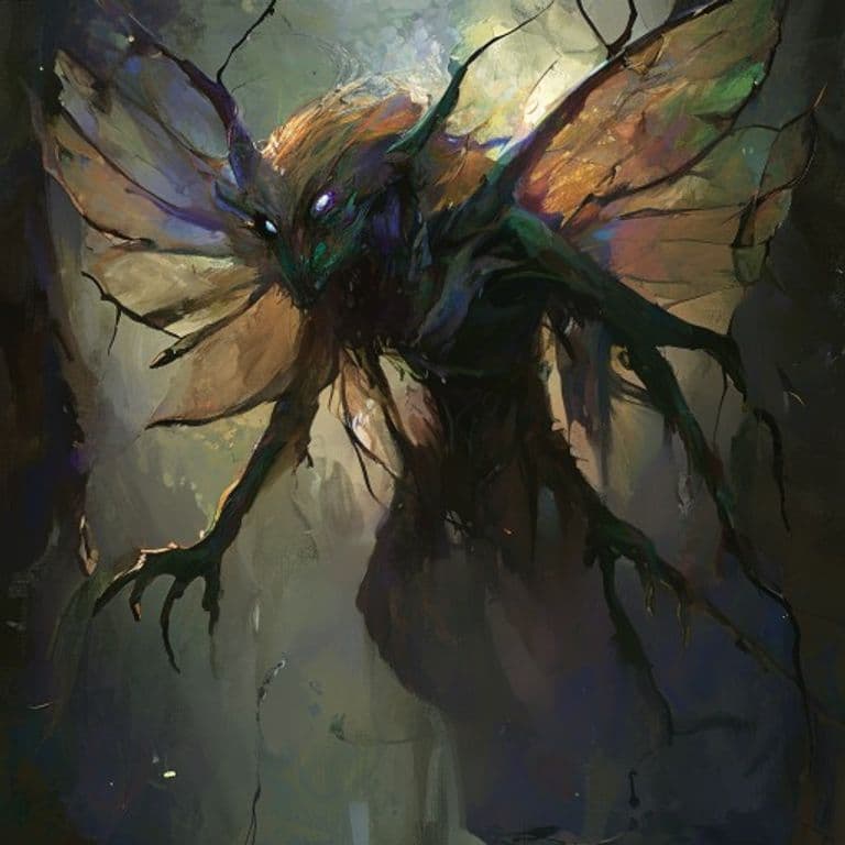 Somberweave — fantasy monster illustration. Somberweave is a medium fey (Challenge Rating 5).