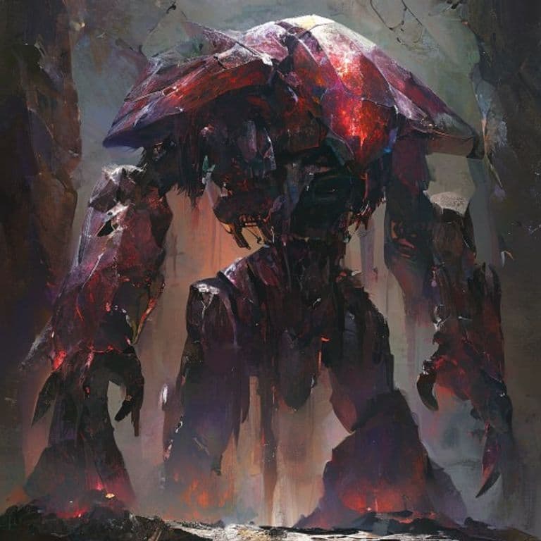 Bloodstone Sentinel — fantasy monster illustration. Bloodstone Sentinel is a large construct (Challenge Rating 8).
