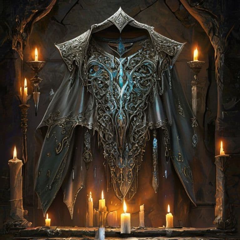 Steelsilk Mantle — fantasy item illustration. Steelsilk Mantle is a magic item (wondrous item) of rare rarity.