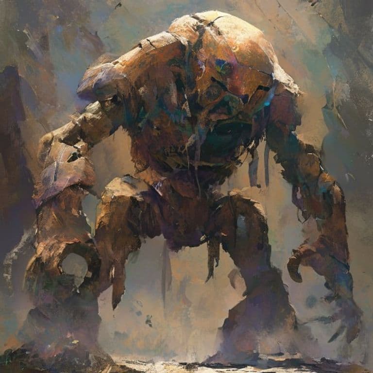 Clay Golem — fantasy monster illustration