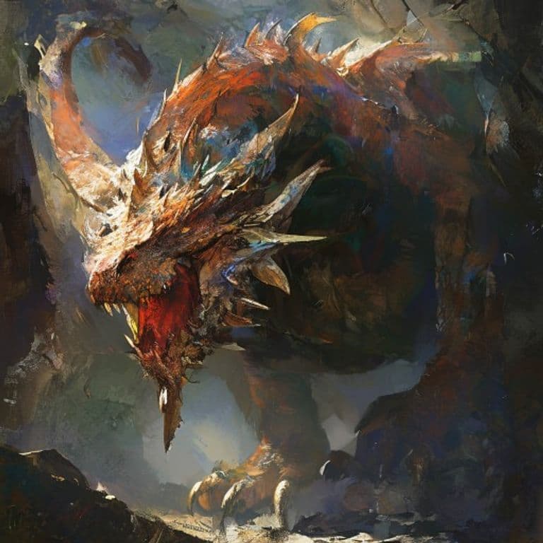 Zmey — fantasy monster illustration. Zmey is a huge dragon (Challenge Rating 15).