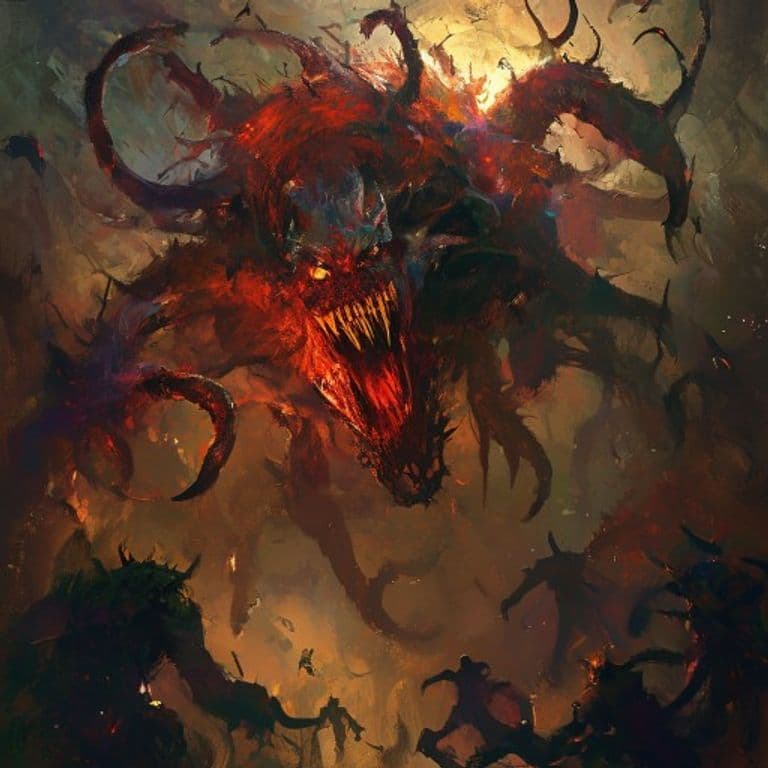 Infernal Swarm — fantasy monster illustration. Infernal Swarm is a huge fiend (Challenge Rating 12).